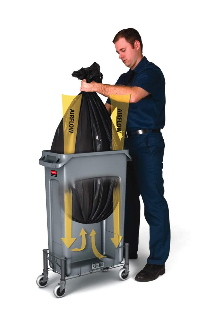 Slim Jim 87L Grey Recycling Bin CB310-GY (FG354060) - Space-Saving Waste Container with Venting Channels