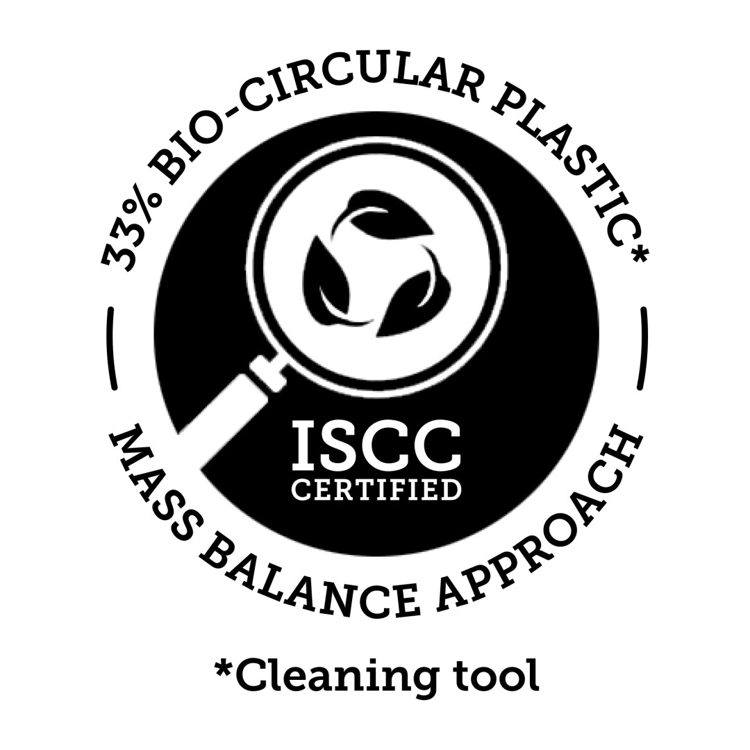 ISCC certified label for Vikan Ultra Hygiene Squeegee 600mm, indicating 33% bio-circular plastic.