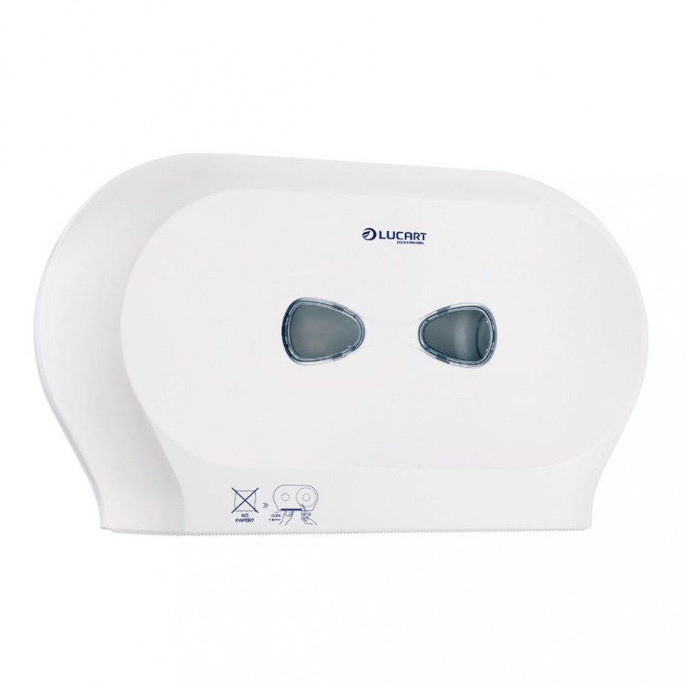 Twin Mini Jumbo Toilet Roll Dispenser White Mini Jumbo upto 200m