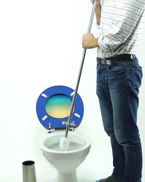 Long Handled Stainless steel Toilet Brush & Holder