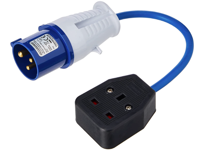 Powermaster 341082 16A-13A Fly Lead Converter 16A Plug to 13A Socket, Blue