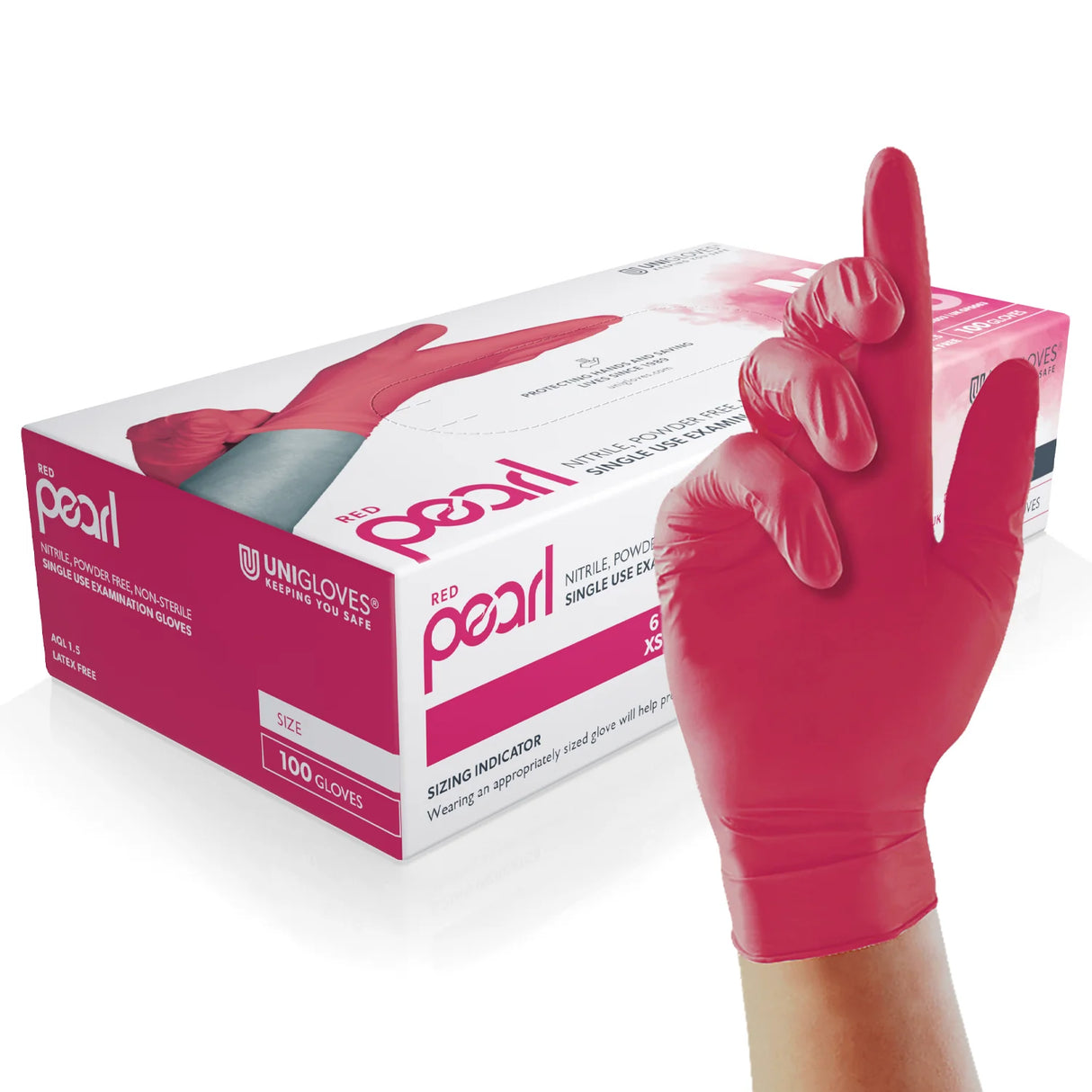 Pearl Red Nitrile Powder Free Glove Medium x 100 - GP0063