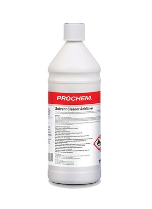 Prochem Solvent Cleaner Additive – product label with usage instructions and safety information.