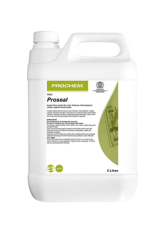 Prochem Proseal 5L - R602‑05, professional floor sealer for hard surfaces with usage instructions.