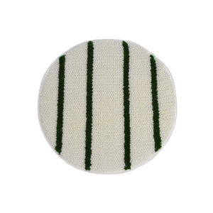 17" Queen Carpet Bonnet - S0301000 for professional carpet cleaning, featuring green stripes on a white background.