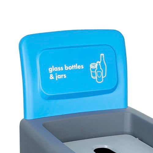 Procycle 80L Light Blue Glass Recycling Bin - Lid & Back Panel | ROB105173LBLU