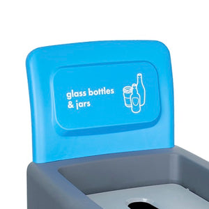 Procycle 80L Light Blue Glass Recycling Bin - Lid & Back Panel | ROB105173LBLU