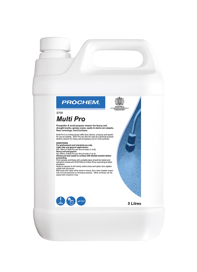 Prochem Multi Pro Pre-Spray & Spotter 5L – multi-purpose carpet cleaner and stain remover.