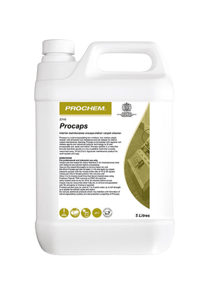 Prochem Procaps 5L – encapsulation carpet cleaner with usage instructions and product details.