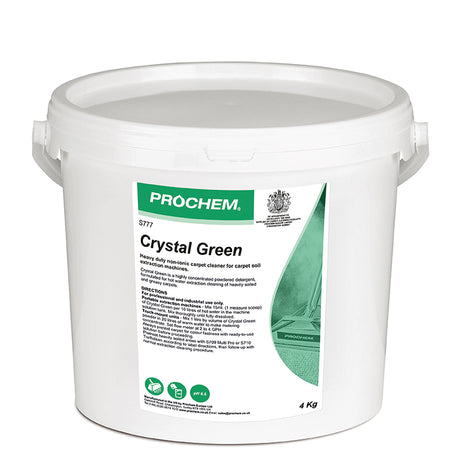 Prochem Crystal Green Powder 4kg – heavy-duty carpet extraction detergent packaging.