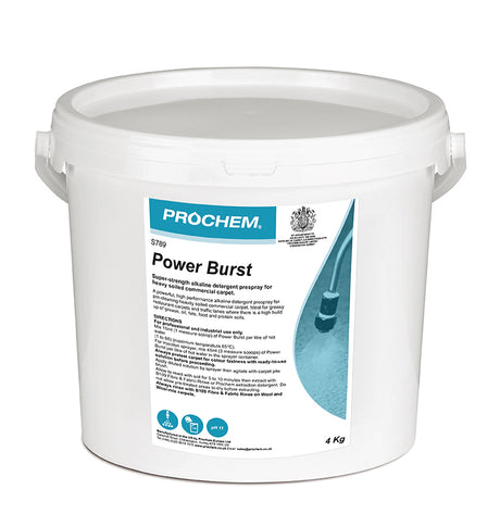 Prochem Power Burst 4kg – heavy-duty carpet extraction detergent booster packaging.