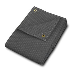 Grey Canvas Tarpaulin 1.8m × 1.8m - heavy-duty protective cover, folded with grommets.