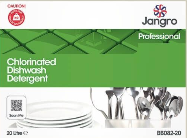 Jangro Professional Chlorinated Dishwash Detergent 20Ltr BB082-20 - 800-234-0004