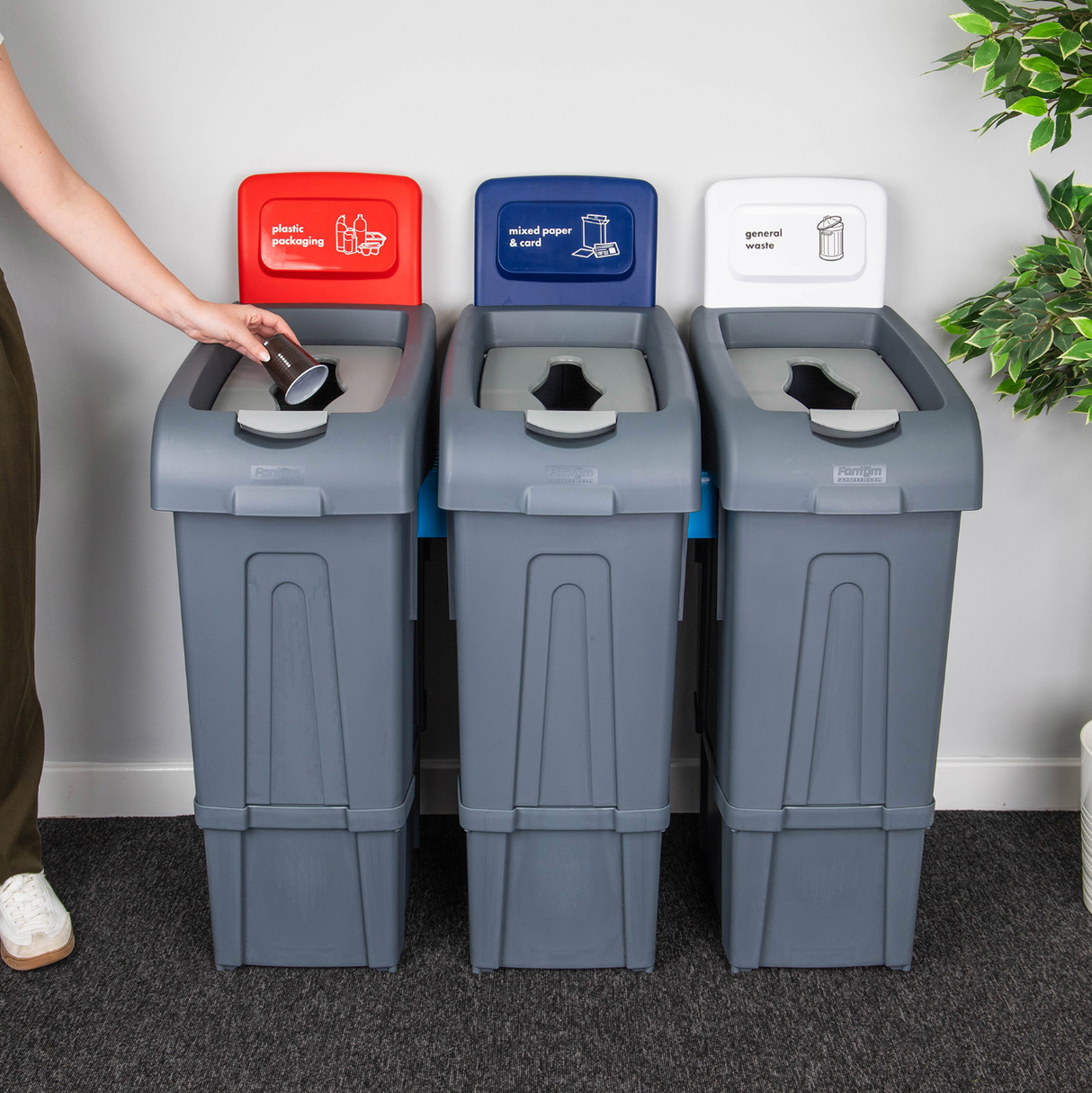 Procycle 80L White General Waste Recycling Bin - Lid & Back Panel | ROB105173WHT