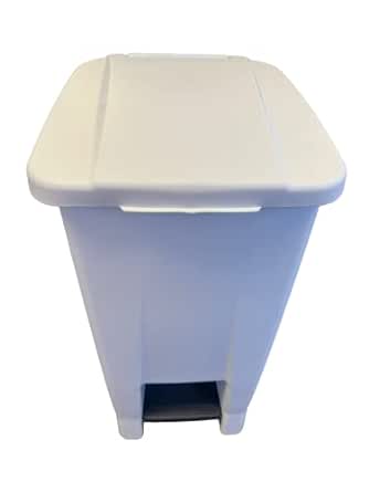 60Ltr White Plastic Pedal Bin, White Lid
