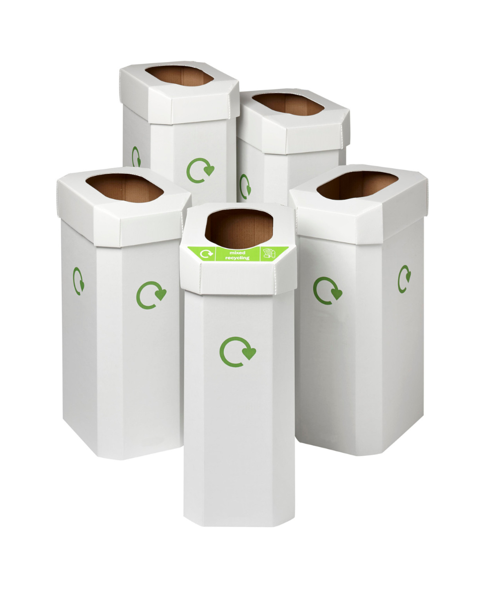 Combin CB300 Recycling Bin Set of 5 | Includes 25 Sorting Stickers for Easy Waste Separation