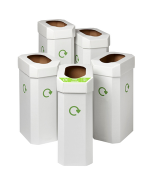 Combin CB300 Recycling Bin Set of 5 | Includes 25 Sorting Stickers for Easy Waste Separation