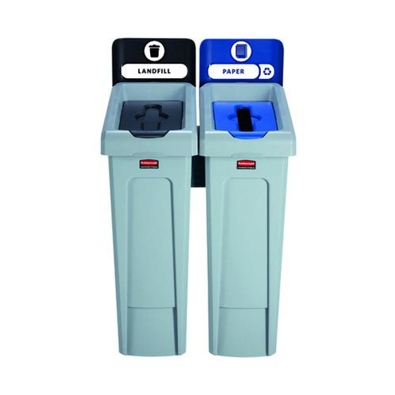 Slim Jim 2-Stream Recycling Station 87L - Modular Waste Unit | Black/Blue CB516
