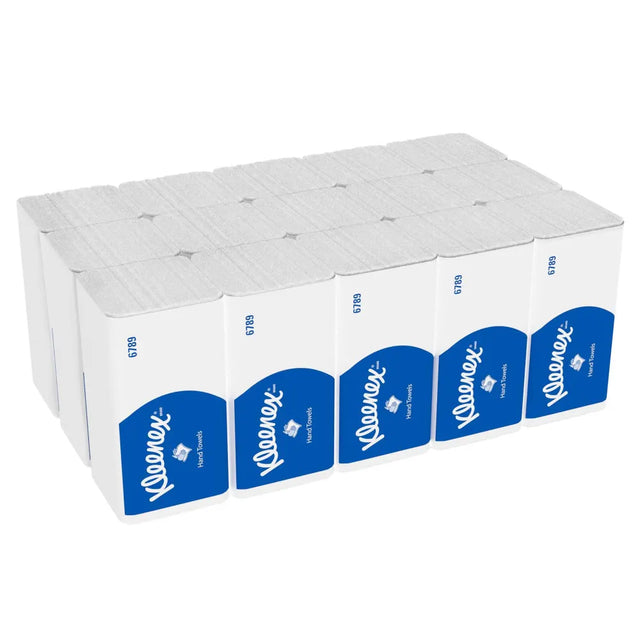 Kleenex 6789 2-ply white small interfold hand towels in packaging.