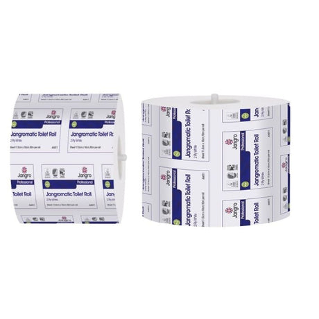 JangroMatic Toilet Paper 2 Ply – jumbo roll packaging with product details.