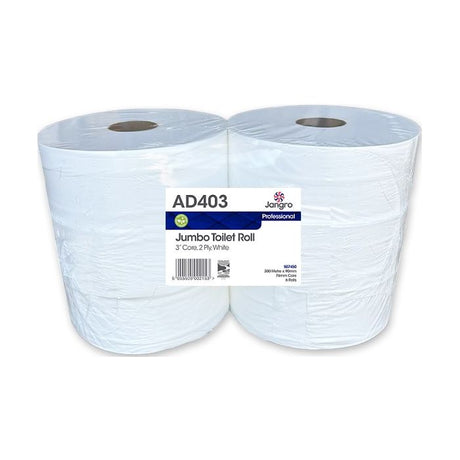 Jangro Professional Jumbo Toilet Roll – packaging for 2-ply, 300m rolls.
