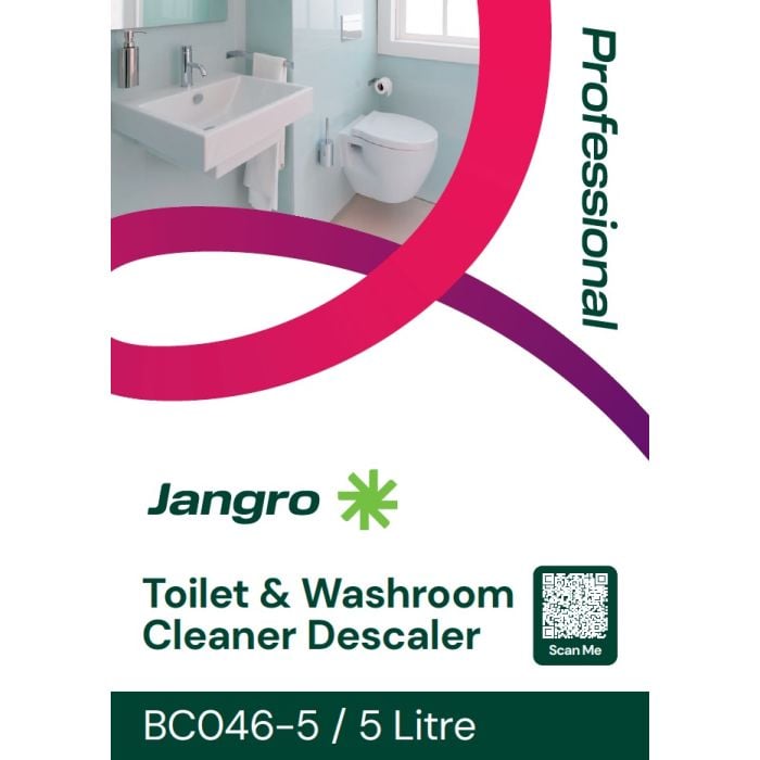 Jangro Professional Toilet & Washroom Cleaner Descaler 5L packaging with product details.