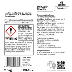 Jangro Dishwash Powder 2.5kg | BB090-2 | Commercial Dishwasher Detergent