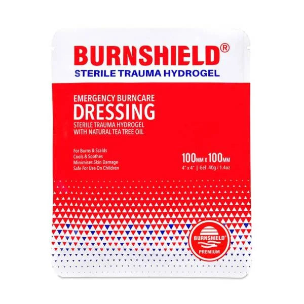 Burnshield Emergency Burncare Dressing – sterile hydrogel for burns and scalds, 10x10cm.