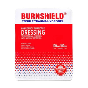 Burnshield Emergency Burncare Dressing – sterile hydrogel for burns and scalds, 10x10cm.