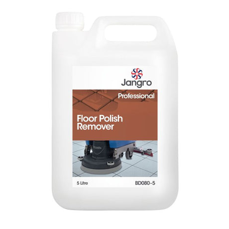 Jangro Floor Polish Remover – 5L bottle for professional floor finish removal.