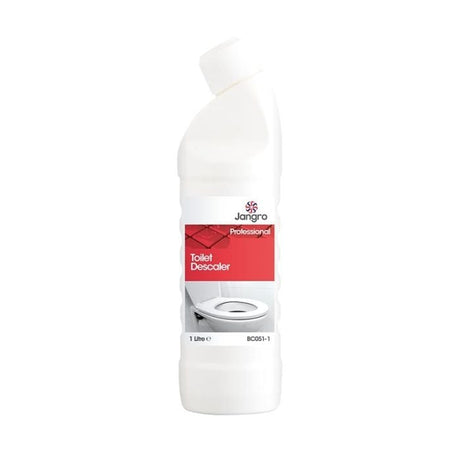 Jangro Toilet Descaler 1L – bottle packaging for toilet cleaning.