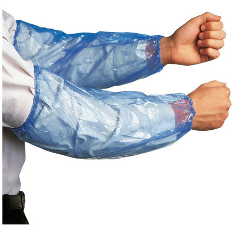 Blue Polythene Oversleeves - disposable arm covers for protection during tasks.