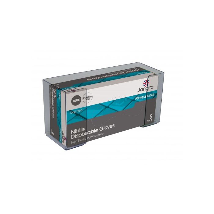 Packaging for Jangro Nitrile Disposable Gloves – non-sterile, powder-free, size small.