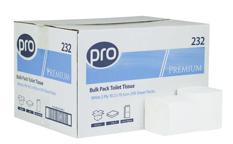 Pro Bulk Pack 2-ply Toilet Tissue – packaging box with product details.
