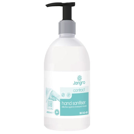 Jangro Contract Hand Sanitiser 450ml – effective against enveloped viruses, 73% alcohol.