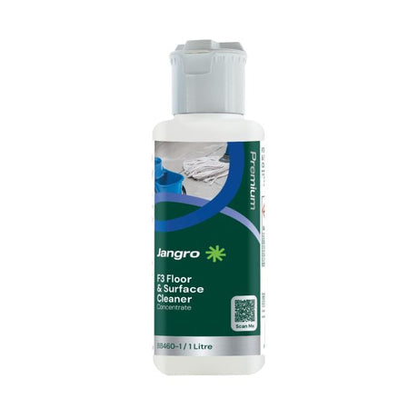 Jangro F3 Floor & Surface Cleaner Concentrate 1L bottle with product details.