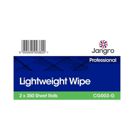 Packaging for Jangro Lightweight Wipe – 2 rolls of 350 sheets each.
