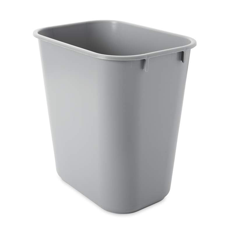 Rubbermaid Rectangular Wastebasket 12.9L Grey (Pack of 12) - FG295500GRAY | Durable Office Waste Bins