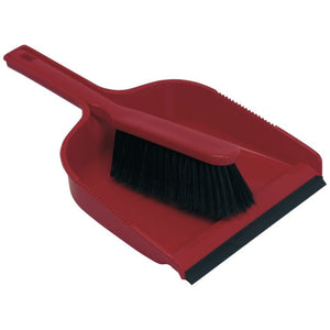 Plastic Dustpan & Brush Set Soft Red - HN070-R 102940 | Durable & Compact Cleaning Tool