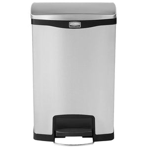 Slim Jim Stainless Steel Front Step‑On 50L - Dual Black Liner 1901992 | Hands‑Free Commercial Waste Bin