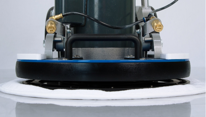 Orbot Vibe SprayBorg Carpet Cleaning Machine - close-up of cleaning pad and base.