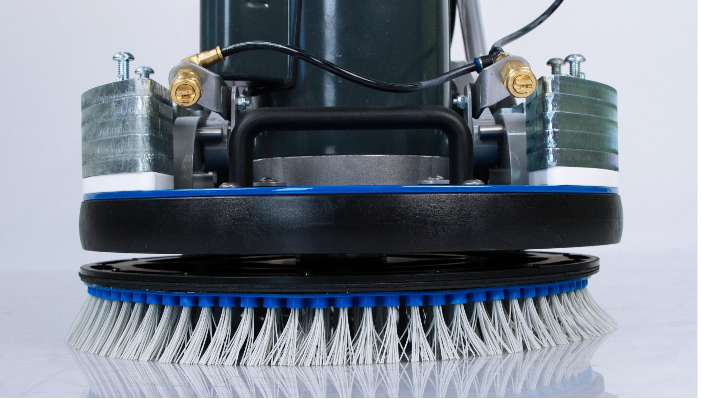Orbot Vibe SprayBorg Carpet Cleaning Machine – close-up of cleaning brush and components.