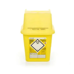 Steroplast Sharps Bin 5L Yellow – biohazard waste disposal container.