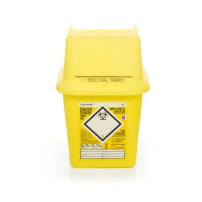 Steroplast Sharps Bin 5L Yellow – biohazard waste disposal container.