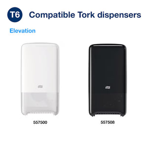Tork Elevation dispensers in white and black, model numbers 557500 and 557508.