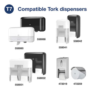 Tork OptiServe Coreless Toilet Roll – compatible dispensers and product codes displayed.